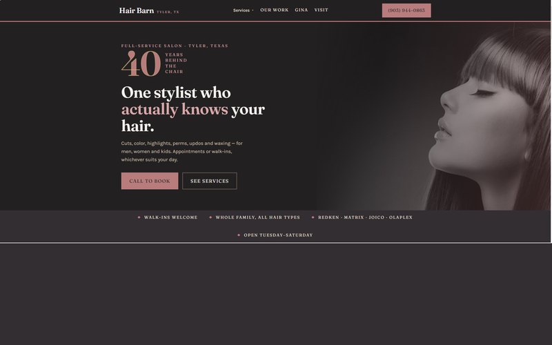 Homepage of Hair Barn